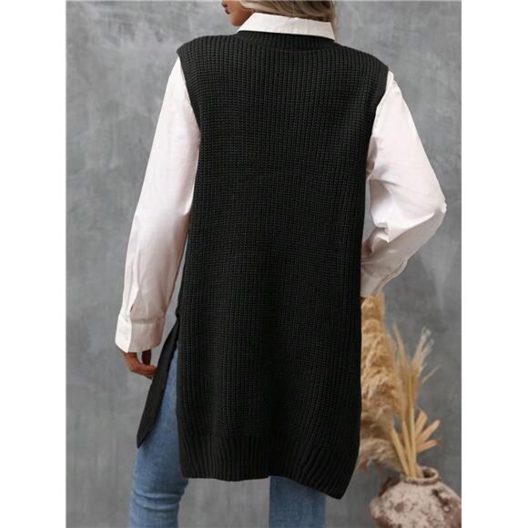 1pc Split Hem Sweater Vest - Picture 2 of 6